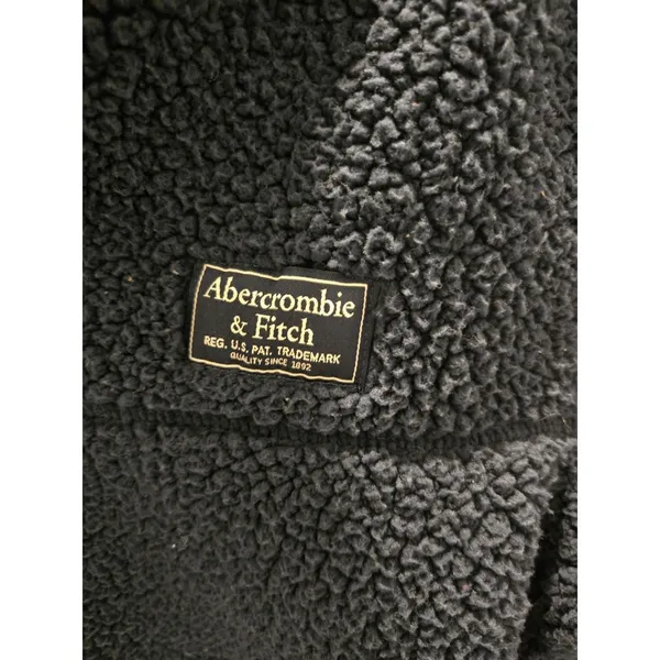 ​Abercrombie & Fitch Sherpa Fleece Pullover Snap Mock Neck Sweater Navy Blue S - Image 2