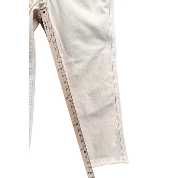 Free People We The Free Jeans Womens 27 Cream Tapered Leg Five Pocket Raw‎ Hem - Image 7
