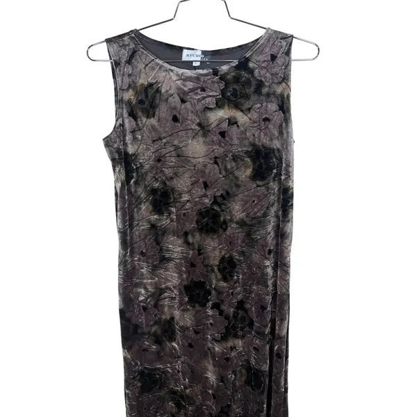 Studio JPR Womens Black Brown Tan Floral Velvet Sleeveless Maxi Dress Ln - Image 2