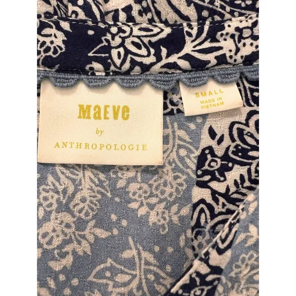 Maeve Anthropologie Size Small Long Sleeve Floral Paisley‎ Blouse Boho Peasant - Image 3
