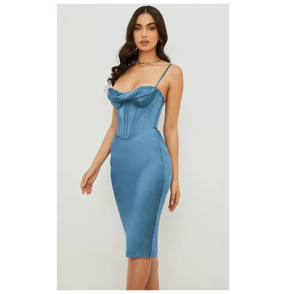 NEW HOUSE OF CB Myrna Satin Corset Dress Size Small - Image 3