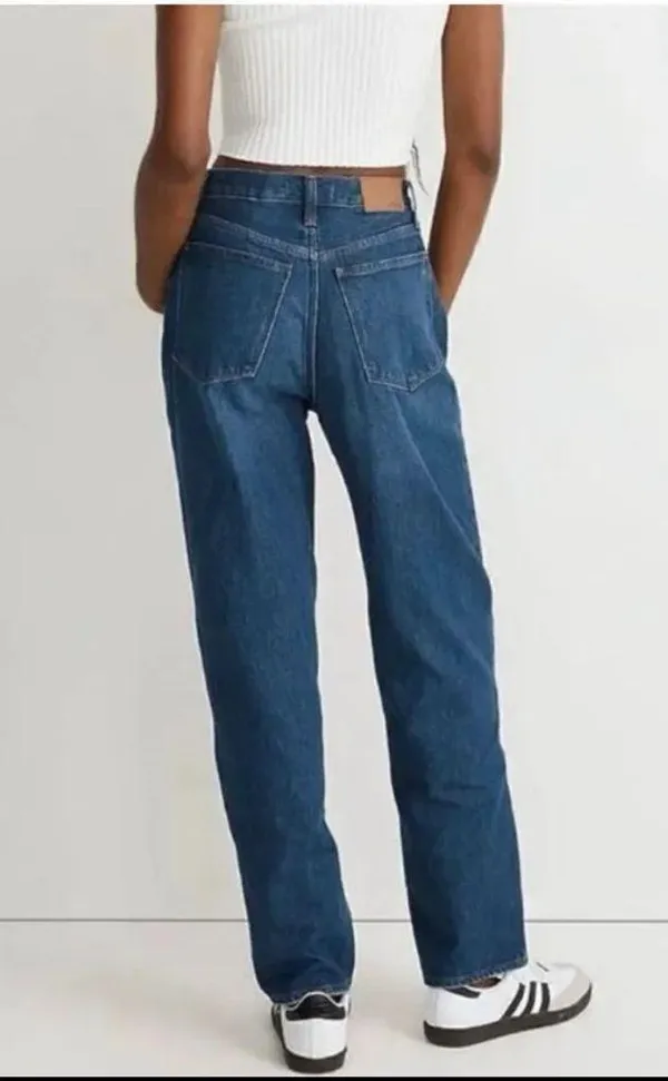 NEW Madewell Baggy Straight Jeans in Dark Worn Indigo Wash 27 - Image 4