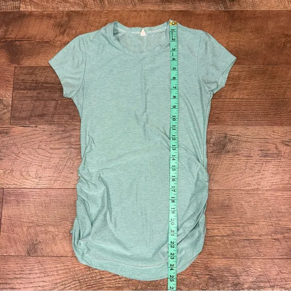New Balance Ruched Side Crewneck Women's Short Sleeve Fitted Aqua Green Top - Image 8