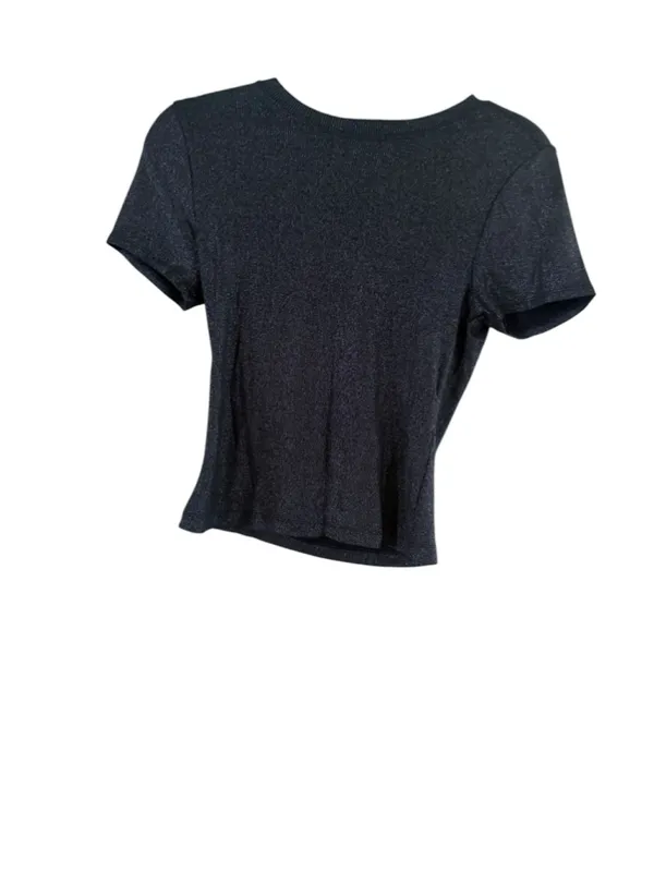 Women's PAIGE Black and Silver Shimmer Short Sleeve Tee, Size XS - Image 2
