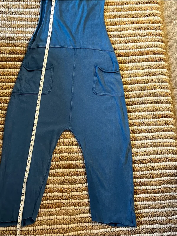Out From Under Austin Sleeveless Blue Keyhole Back cotton loose fit Jumpsuit - Image 4