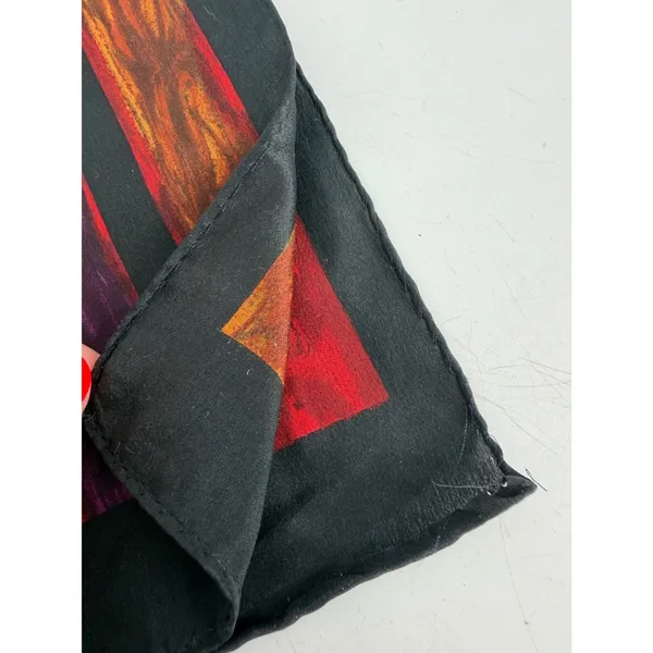 Anne Klein‎ Scarf Women OS Red Silk Striped Border Vintage - Image 6