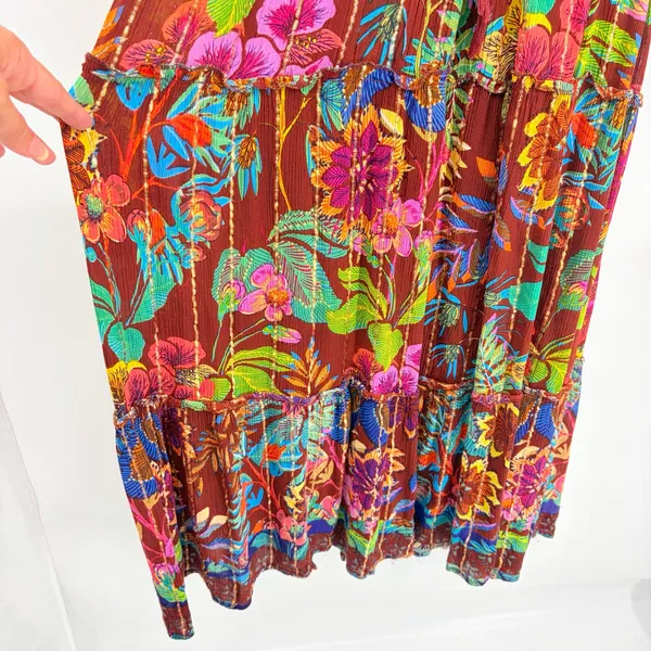 Me 2 Magic Floral Maxi Dress Sz M Metallic Boho Bell Sleeve Festival Euro Anthro - Image 9