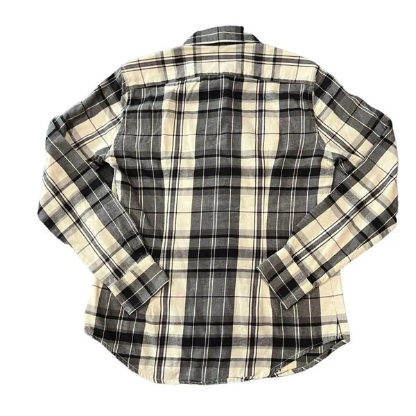 Lauren Ralph‎ Lauren Button-Up Shirt Womens Size Small Plaid Black Cream Long - Image 4