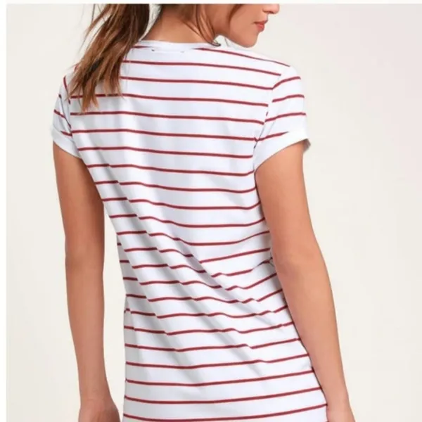 Lulus Knit T Shirt Dress White Red Lined Striped Fisherman Size Small Natical - Image 4