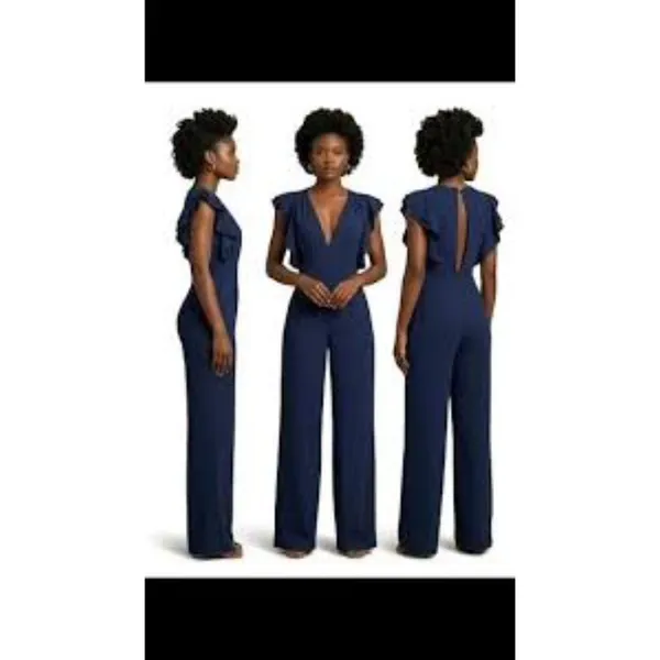 About Us Navy Ruffle Jumpsuit - Image 3