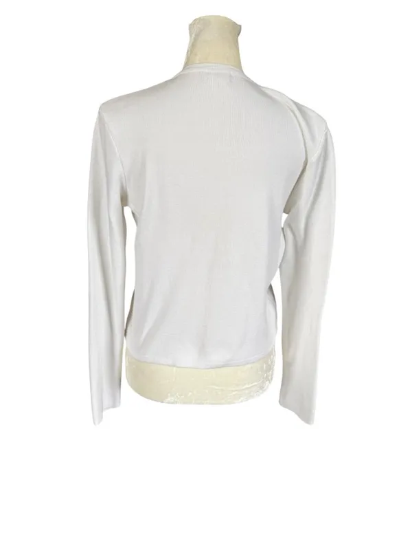 J. Crew women's white long sleeve zip up crewneck stretchy sweater size small - Image 4