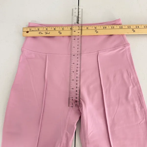 PINK Victoria's Secret Flare Leggings Womens Small Short Pintuck Seam Pink - Image 7