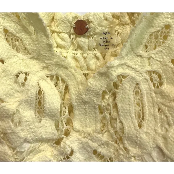 Free People Adella Mini Dress Yellow Crochet Lace Boho Slip‎ Daffodil Size M - Image 5