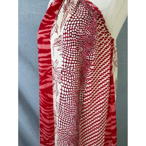 NWT Banana Republic Red White Mixed Print Halter Maxi Dress Tie Neck S Resort - Image 9