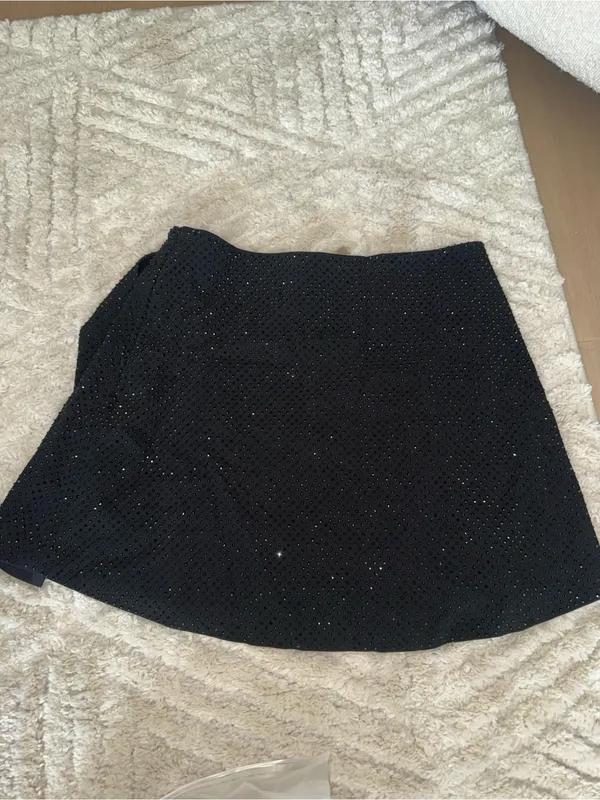 NWT Sacha Diamante Mini Skirt With Split - Black - Image 5