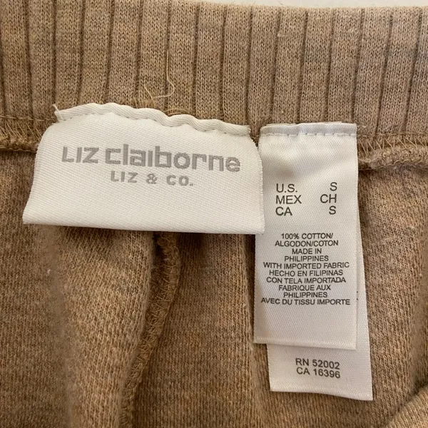Liz Claiborne women’s‎ tan soft knit drawstring pocket sweatpants lounge small - Image 9