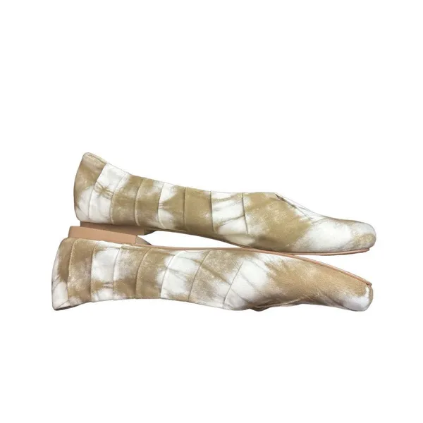 Korks Women’s Size 10 Palmer Khaki White Tie Dye Square Toe Ruched Ballet Flat - Image 6