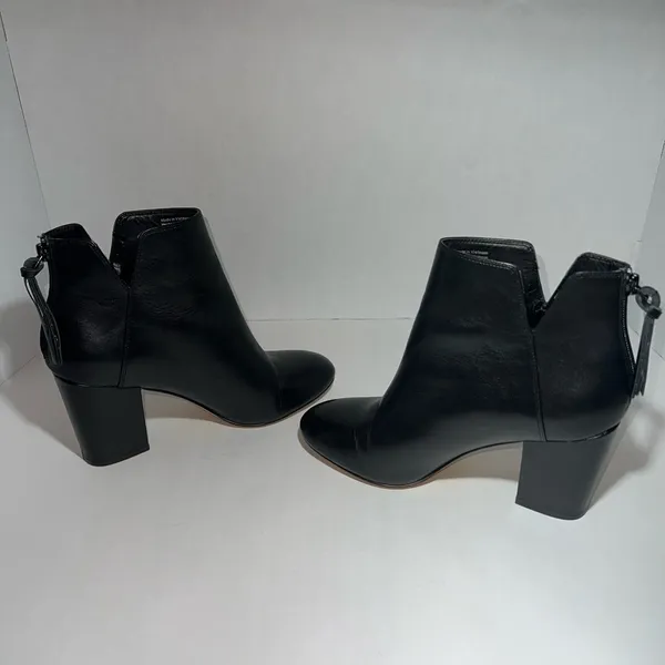 Aldo Dominica Black Leather Block Heel Ankle Booties with Tassel Zipper Size 8 - Image 9