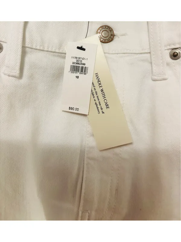 Banana Republic White Denim Mini Skirt Size 10 - Image 4