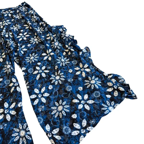 Bleu Rod Beattie Split Leg Swimsuit Coverup Pants Sheer Beach Floral Ruffle Med - Image 8