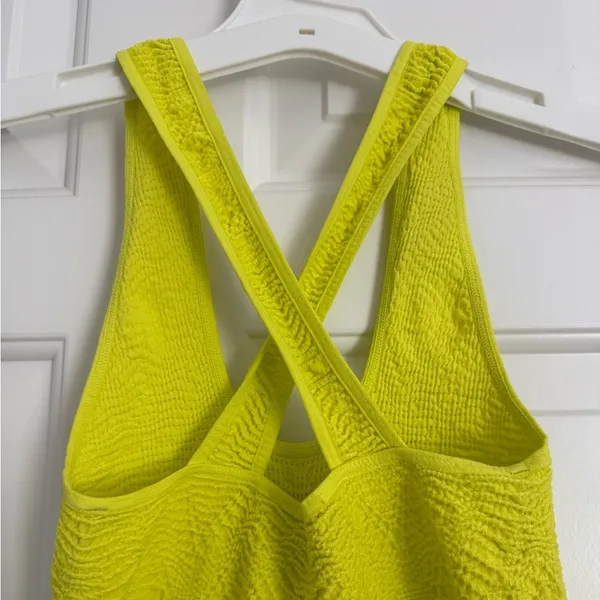 Bebe Textured Cross Over Mini Bodycon Dress - Size S - Neon Yellow - NWT‎ - Image 4