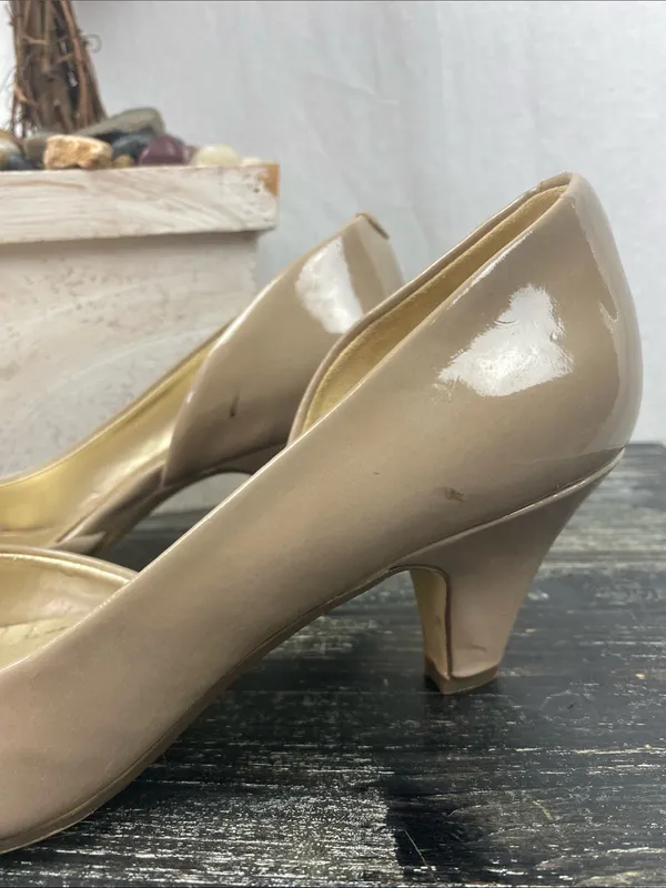 Bandolino Tan Nude Slip On Kitten Heel Square Toe Shoes 7 - Image 6