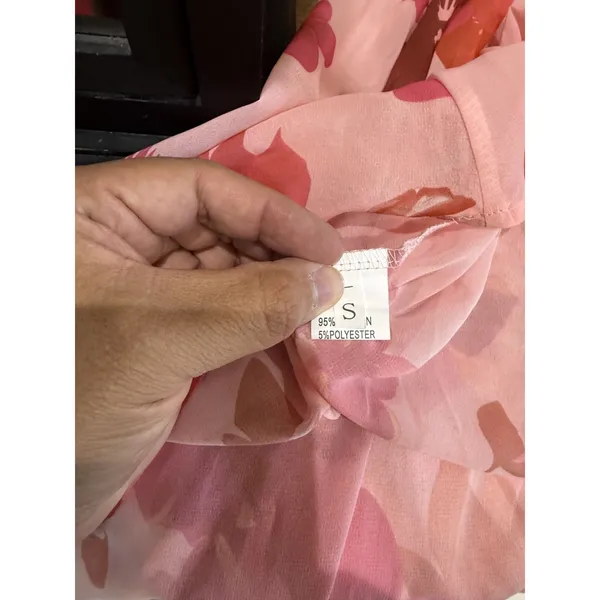 Pink Floral Deep V Maxi Dress | Size Small - Image 6