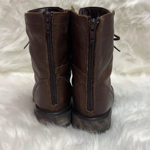Steve Madden Brown Leather Fame Military‎ Style Boots Fisherman Core B19B - Image 10