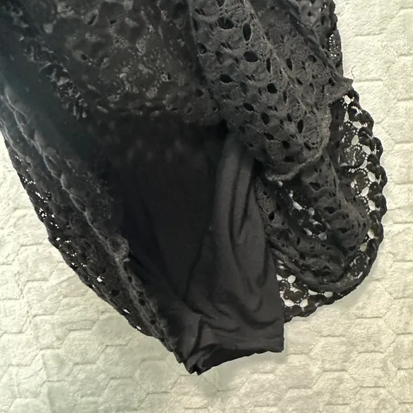 Free People Womens Black Crochet Lace Dress‎ M Boho Romantic Feminine Festival - Image 8