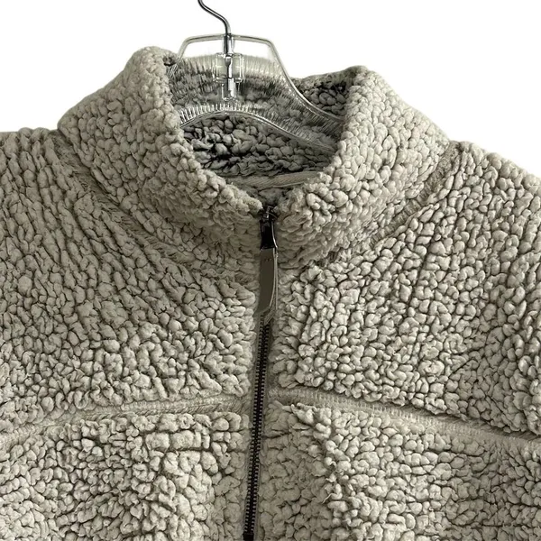 Elodie Women's Gray Sherpa Fleece 1/4 Zip Pullover‎ Jacket L - Image 3