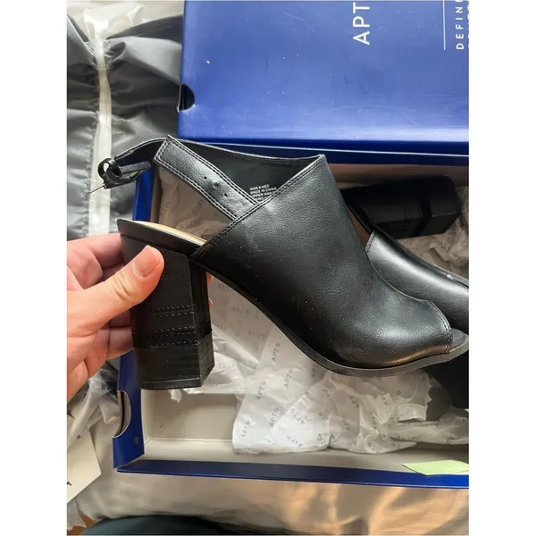Apt. 9 Bootie Womens Size 8 Black Peep Toe Slingback Shootie Block Heel Comfort - Image 4