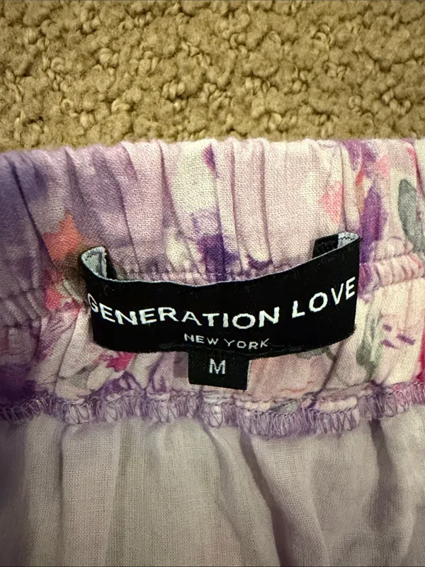 Generation Love Women’s Medium Purple Pink Floral Tiered Skirt - Image 3