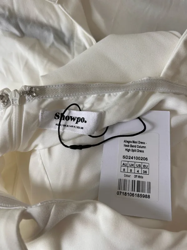 New Showpo Allegra Maxi Dress Neck Band Column High Split Dress In Off White - Image 8