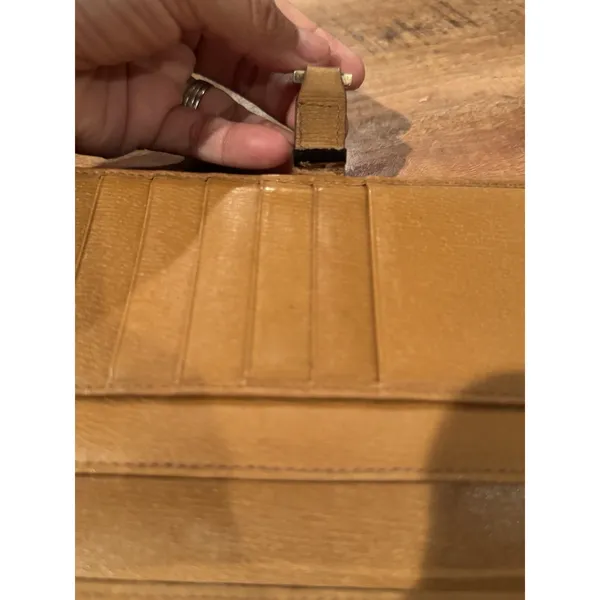 Authentic Gucci Vintage Tan Leather Clutch Wallet Jackie Clasp Italy‎ - Image 10