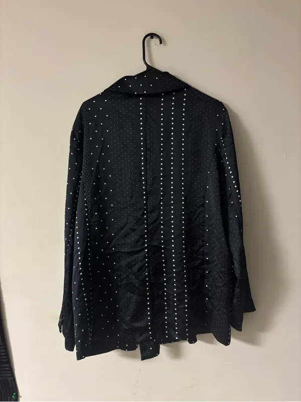 Victoria’s Secret Pajama Top XL Black White Polka Dot Blazer Button Front - Image 2