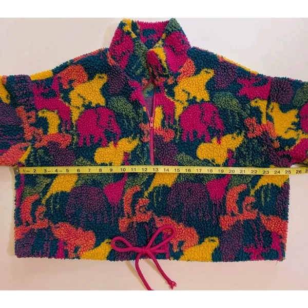 Pretty Garbage Oversized Crop Sherpa Fleece Half Zip Pullover Sz M Chunky Funky - Image 2