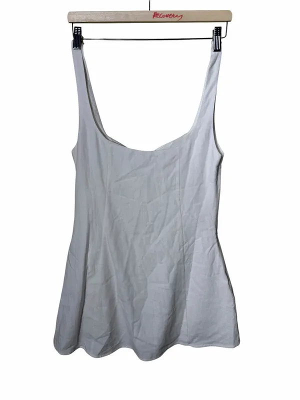 New Meshki Tandie Linen Flare Mini Dress White Size Large - Image 3