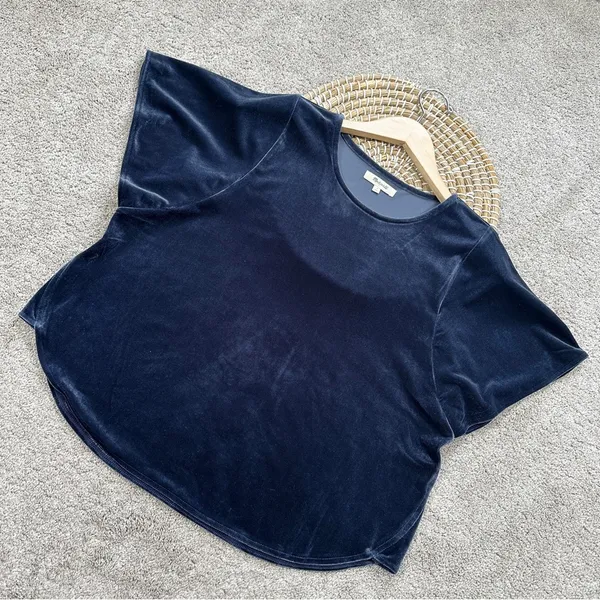 Madewell Velvet Butterfly Top Shortsleeve Fairy Whimsigoth Grunge in Deep Navy M - Image 4