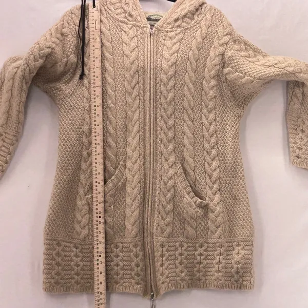 Vintage Aran Crafts Merino Cardigan Cream Large‎ - Image 13