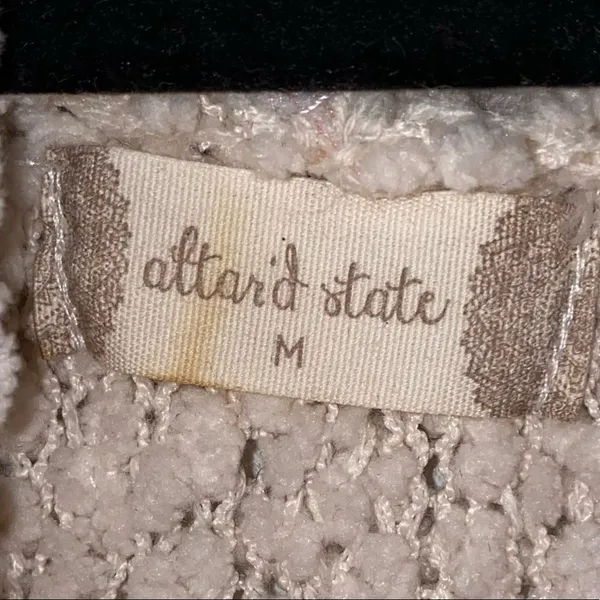 Altar’d State Cream Chunky Knit Cowl Neck Sweater Medium Cozy Boho Oversized‎ - Image 5