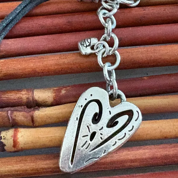 Brighton Silver and Black Triple Strand Heart Pendant Necklace 16”-18” - Image 6