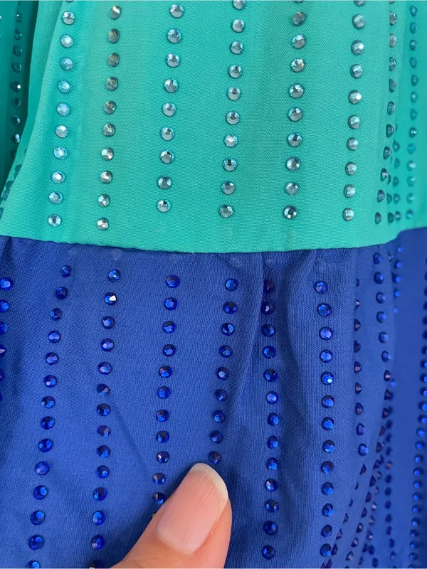 Queen‎ of Sparkles Rhinestone Colorblock Tiered Mini Skirt / Skort Size Small - Image 6