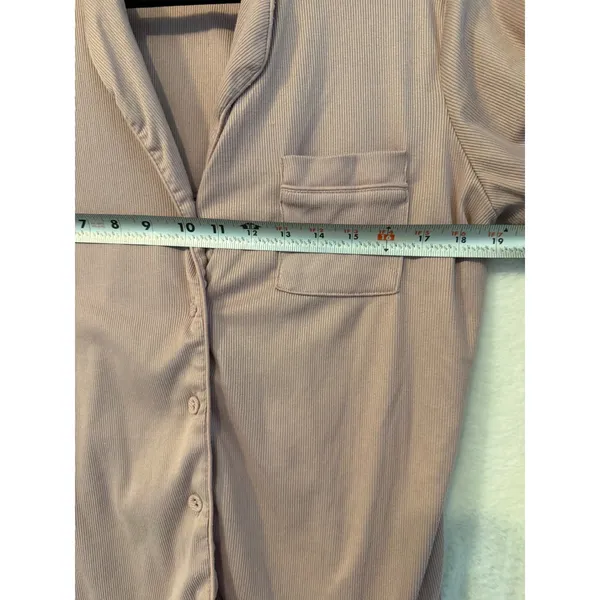 Nicole Miller New York Pajama Set Womens Small Pink Ribbed Knit 2pc Loungewear - Image 10