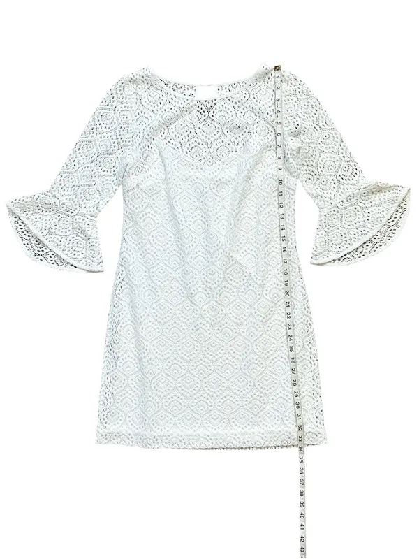 Lilly Pulitzer Fontaine Classic Shift Flounce Bell Sleeve Lined Dress White Smal - Image 10