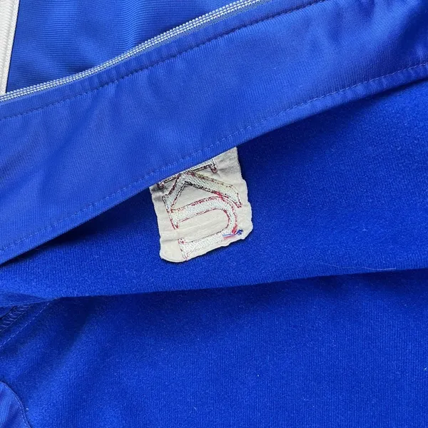 KU Kansas Jayhawks Vintage Adidas Track Jacket 3 Stripe Full Zip Bomber Blue Med - Image 12