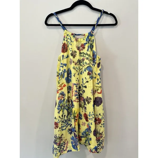 Anthropologie x Vanessa Virginia Flowy Dress Sz 0 Floral Sundress Yellow 2016 - Image 2