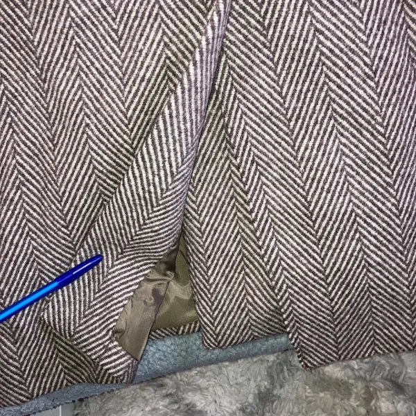 Vintage Herringbone Double Breasted‎ Full Length 100% Wool OverCoat Women 10 - Image 15