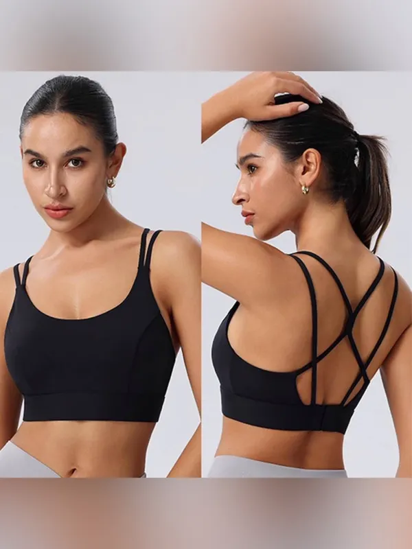 Black Strappy Sports Bra - Women Intimates & Sleepwear - Image 7