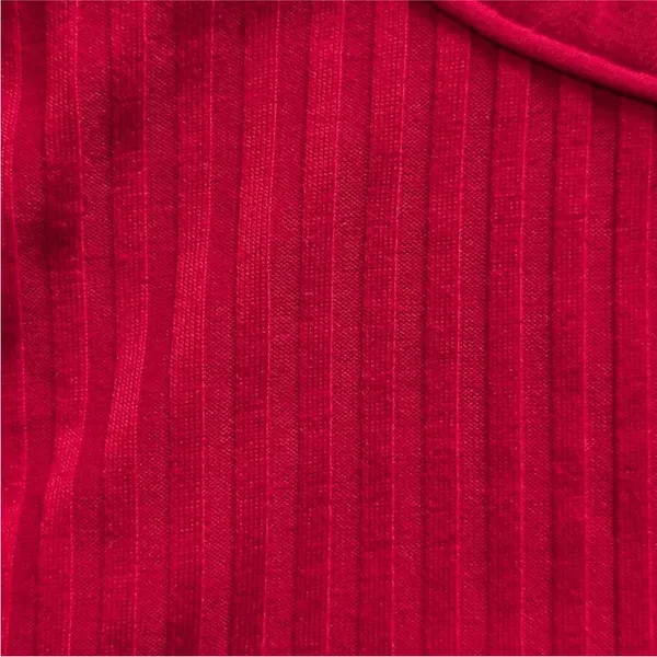PILCRO Peplum Tie Waist Red Ribbed Knit Long Sleeve Babydoll Scoop Neck Top M - Image 7