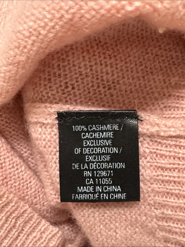 Skull Cashmere Dusty Pink Floral Skull Embroidery Neck Cutout Cashmere Sweater M - Image 13